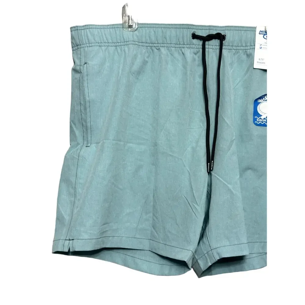 Mr. Swim Trunks Adjustable Drawstring Elastic Waistband Quick-Dry Green XXL NWT